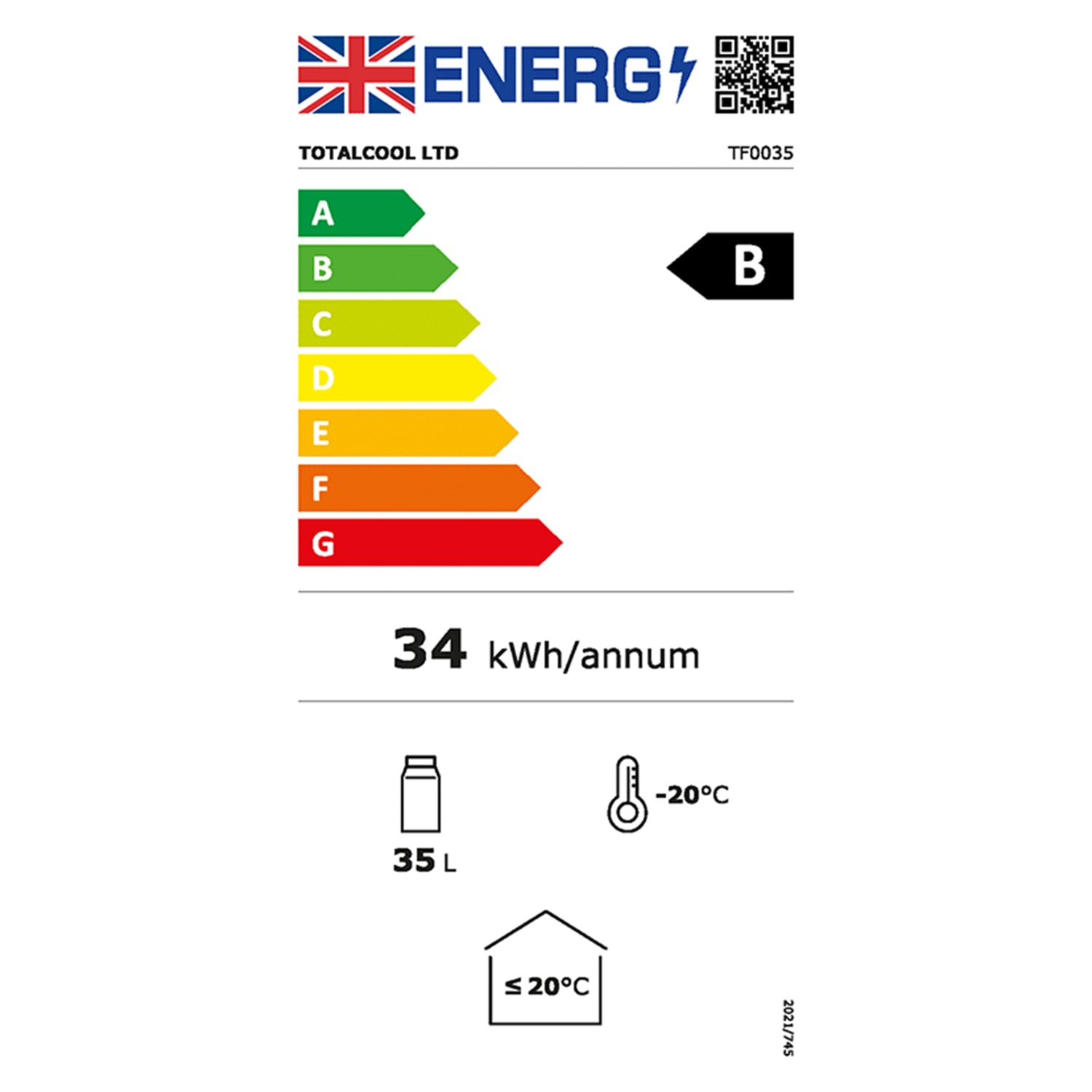 Image of the Totalfreeze 35's energy efficiency rating